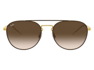 نظارة شمسية RAYBAN للرجال والنساء مستطيل لون بني و ذهبي - RB3589 905513